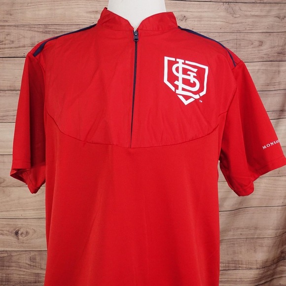 St Louis Cardinals Shirt XL Red Baseball 1/4 Zip Pullover Monsanto SGA Giveaway